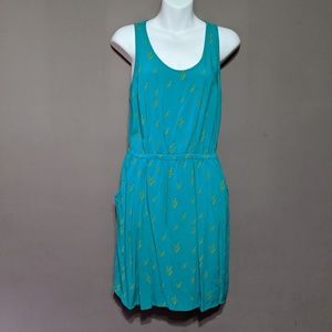 Teal Massimo Dress with Yellow Pattern
